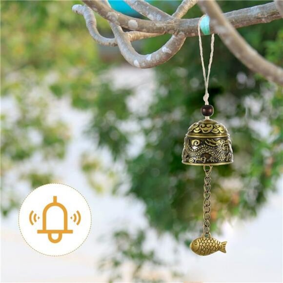 4 Pack Feng Shui Wind Chimes Chinese Lucky Bell Dragon Fish Metal Garden Patio - Picture 6 of 8